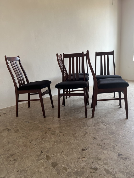 Image 1 of 6x Originele "Farstrup Møbelfabrik jaren 60" Eetkamerstoel Mahonie Denemarken!!