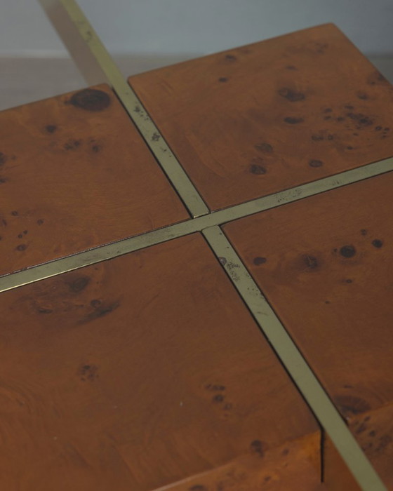 Tavolino vintage in radica e vetro, design italiano anni '70 – Tavolini, Legno (photo 4 of 10)