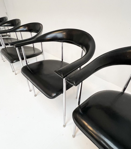 Image 1 of Set of 6 P40 chairs by Giancarlo Vegni for Fasem, 1980s