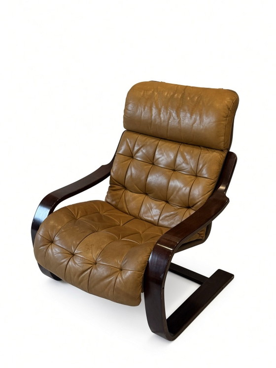Design Sigurd Resell „Gatsby“|Vatne Møbler|1970, Poltrone, Pelle, Marrone (foto 12 di 12)