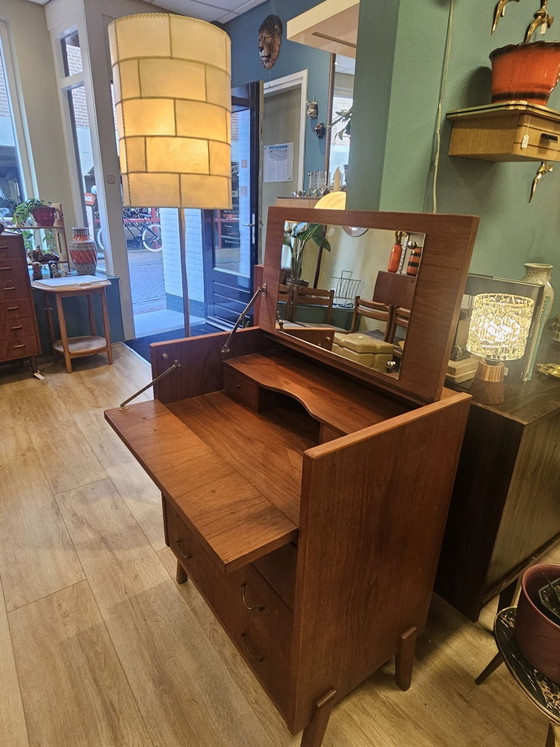 Danish Vintage Teak Dressing Table Chest of Drawers / Make-up Cabinet, Wood, Brown (photo 5 of 15)