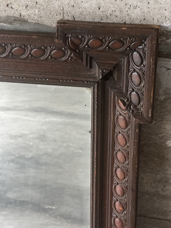 Antieke neorenaissance houten spiegel met houtsnijwerk, eind 19e eeuw – 94 × 69 cm (photo 3 of 15)