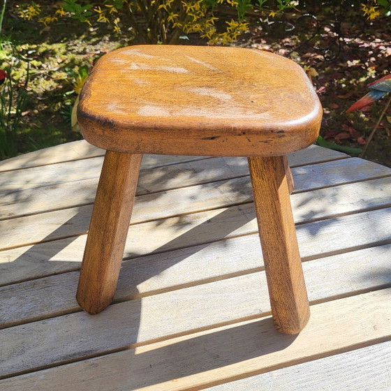 Image 1 of Milking Stool, Brutalist Shepherd in Solid Wood