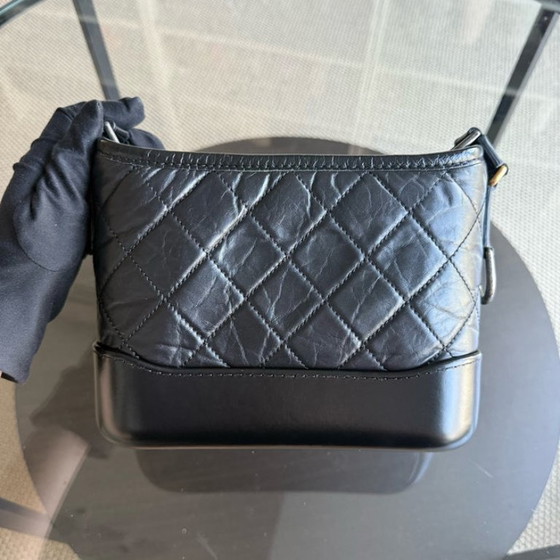Image 1 of Chanel Gabrielle Small - Quilted Aged Calfskin Black Two-tone Gold Hardware