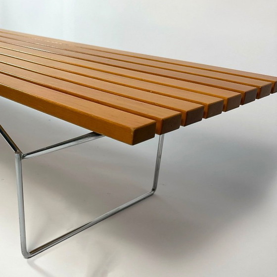 Image 1 of Vintage Bench by Harry Bertoia for Knoll – 1960s – Chrome & Solid Wood