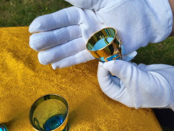 Vintage Murano Handmade Decanter Set - 24K Gold - Light blue 6 piece liquor set, Glass & Decanter, Glass (photo 8 of 8)