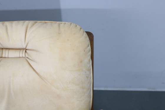Image 1 of Eiken Scandinavische 3-zitsbank uit 1960 met lederen bekleding