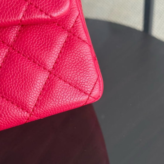 Image 1 of Borsa Chanel Classic Flap Jumbo - Caviar 30CM Single Flap Trapuntata Rosa Rosso Hardware Argento Serie 12