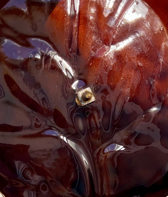 Image 1 of Plat mural ou de service vintage en forme de feuille avec poignée en métal – années 1960