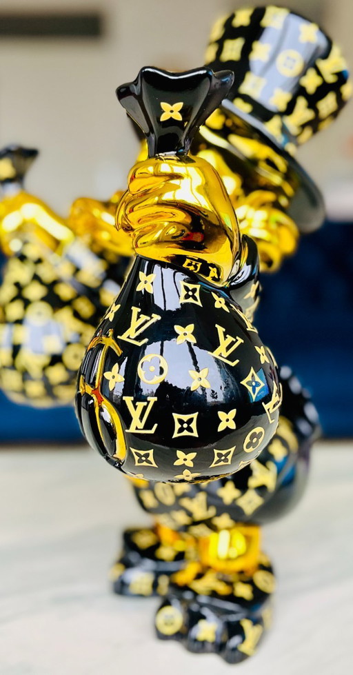 Escultura de dinero de Scrooge McDuck, obra de arte única de Lv
