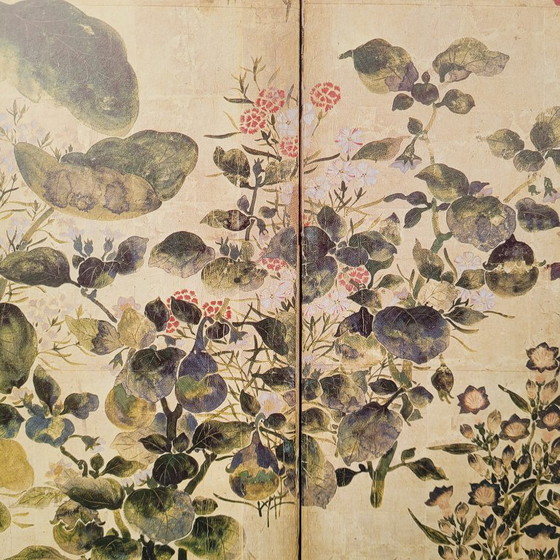 Image 1 of Afdruk op papier, fragment van “Zomer- en herfstbloemen”, Tawaraya Sōtatsu, Rimpa-school, jaren 90 - Japan