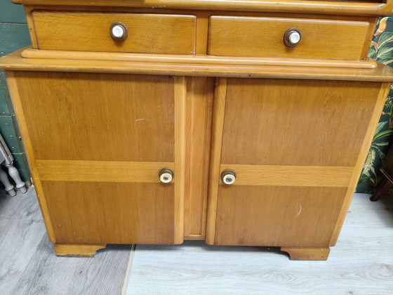 Vintage Art Deco Style Buffet Cabinet – Sideboard cabinet, Glass, Wood (photo 3 of 12)
