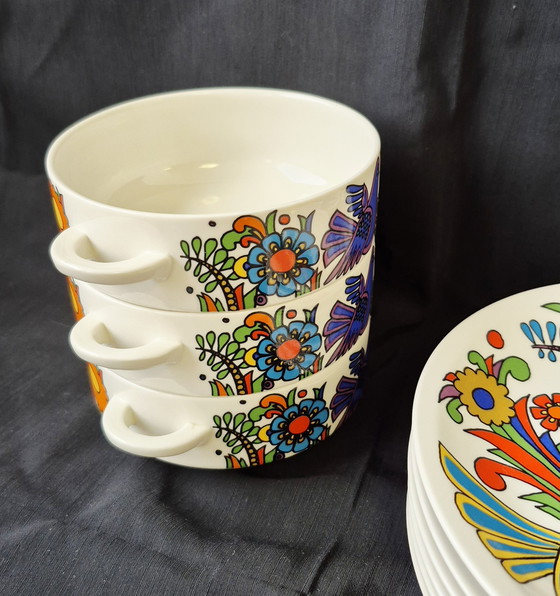 Image 1 of 6 tazze da zuppa + piattini Acapulco Villeroy & Boch con logo V&B blu