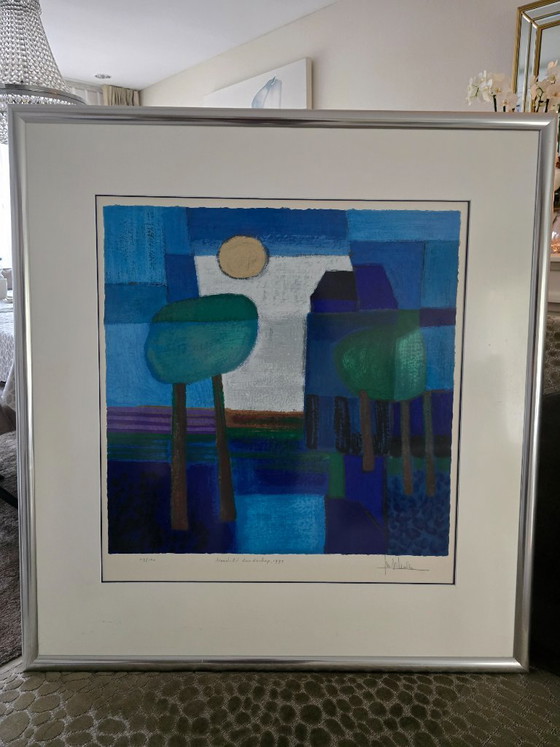 Atmospheric screen print 'Verstild landschap' (1993) – Numbered & Framed – Ton Schulten, Lithographs & prints (photo 4 of 11)
