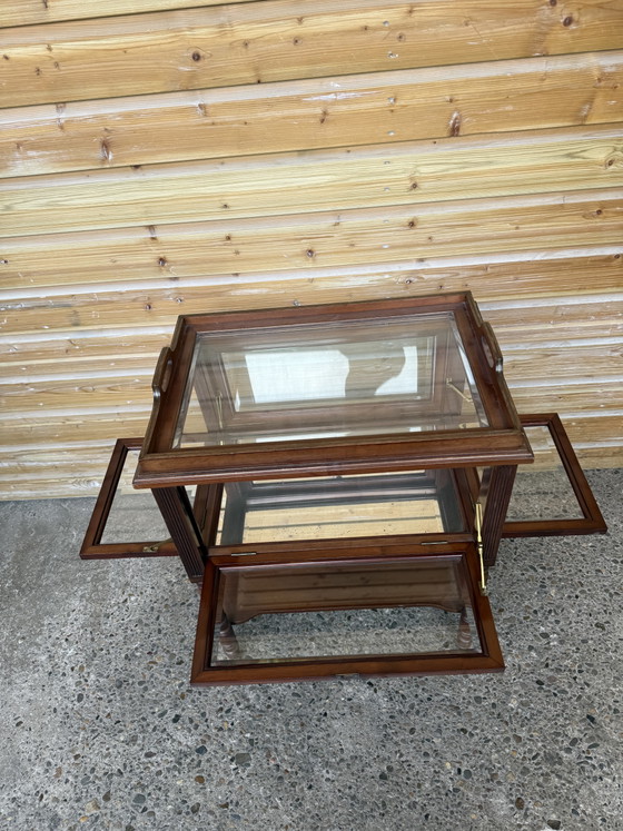 Image 1 of Vintage theekastje met geslepen glas