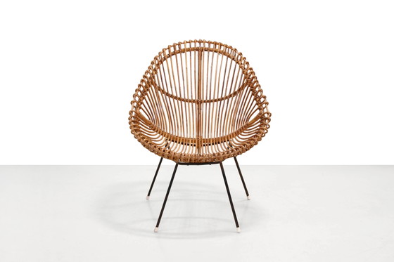 Silla italiana de ratán de los años 60. – Sillas de jardín, Wicker, Rattan, Vintage (photo 3 of 3)