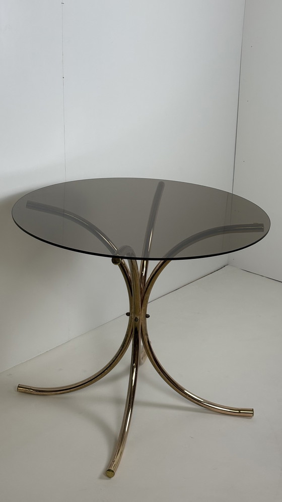 Image 1 of Gastone Rinaldi design vintage dining table round brass/glass