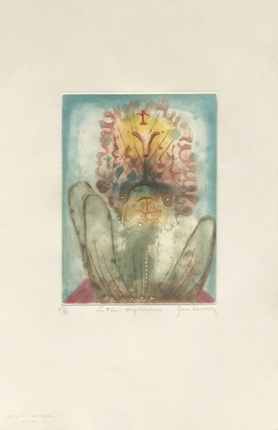 Image 1 of René Carcan, Geheimnisvolle Blume, signierte Radierung, 1988