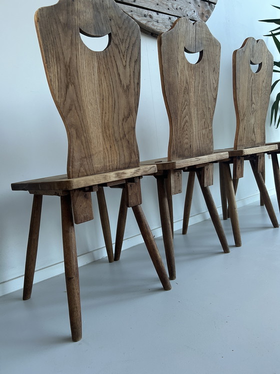 Image 1 of Set of four oak farm chairs