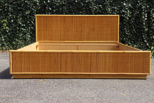 Double rattan bed signed Dal Vera Italy 1970