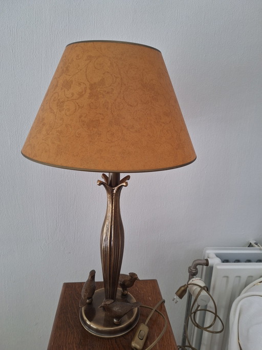 Hohe Bronze-Tischlampe 60 cm Kullmann – tafellampen, Metal, Textile
