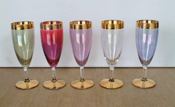 Image 1 of Set di 5 calici da champagne italiani, vintage anni '60