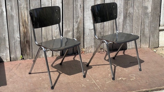 Black’n Chrome Galvanitas stoelen, Zwart Pagholz, Verchroomd frame, Vintage design 1 of 44, Dining chairs (photo 10 of 10)