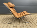 Fauteuil lounge Arne Norell Ari, cuir Camel Cognac, état neuf !