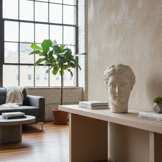 Image 1 of Cabeza de la diosa griega Higía, escultura en yeso, décadas de 1930-1940