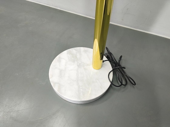 Image 1 of Dänische Bogenstehlampe von Bilka, Messing, Marmor, 1970er Jahre