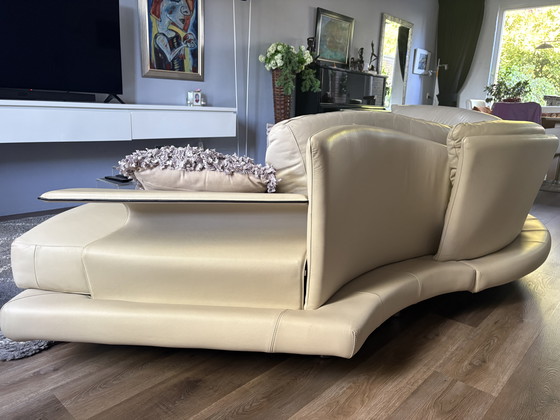 Image 1 of Divano Natuzzi in rovere e pelle bianca