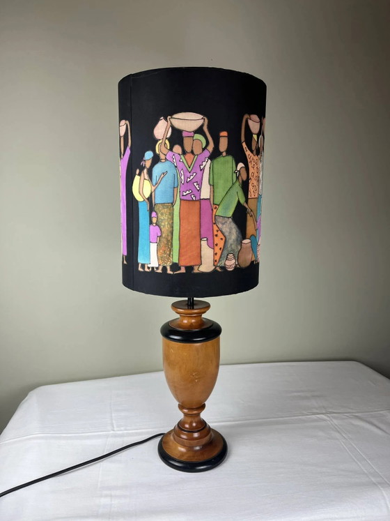 Hand-painted lampshade ambient lamp – Table lamps, Wood, Bohemian (photo 13 of 13)