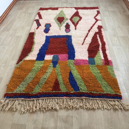 Magnificent Colorful Berber Rug 150/250cm – vloerkleden en tapijten, Wool