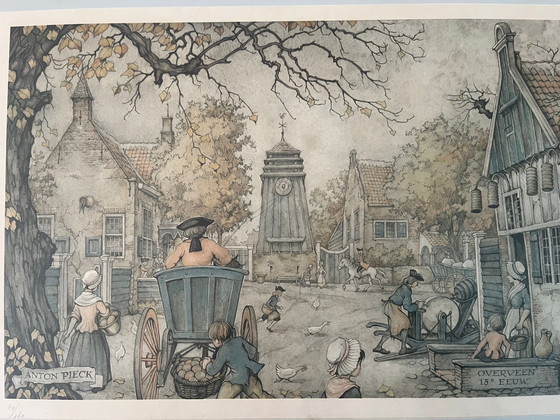 Image 1 of Framed etching by Anton Pieck