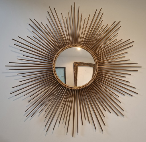 XXL 96cm sun mirror! Signed Chaty Vallauris convex 29cm from 1960