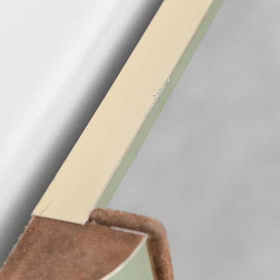 Image 1 of LARGE VINTAGE MIRROR WITH BRASS AND SUEDE FRAME FROM THE 70S – MODERN DESIGN