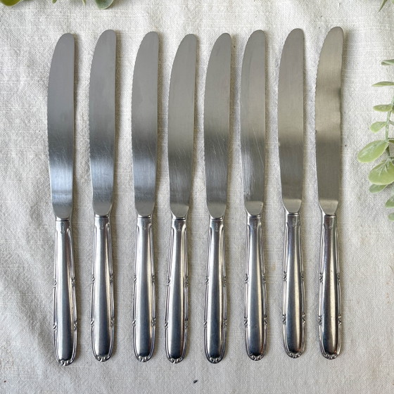 8 Vintage Roestvrijstalen Messen Gemaakt in Frankrijk – Tafelaccessoires (photo 4 of 8)