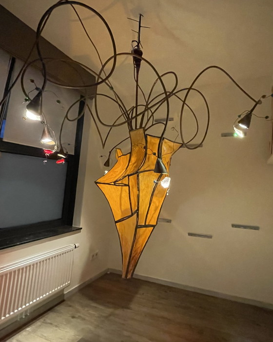 Grande lampada a sospensione scultorea d'arte da ritirare – Lampade a sospensione, Rame, Plastica (photo 8 of 10)