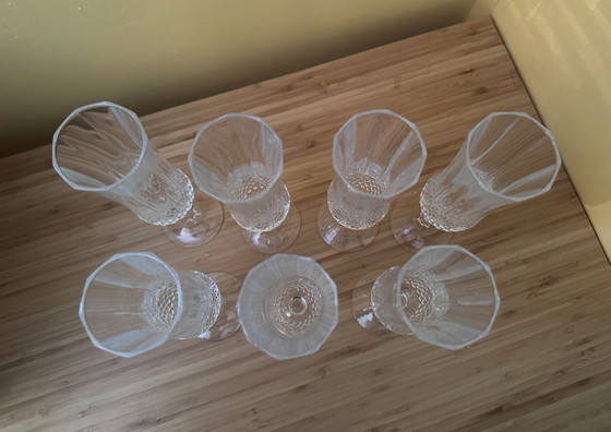 Image 1 of 7 champagnefluiten "Lonchamp" van 11 cl, Cristal d'Arques Vintage
