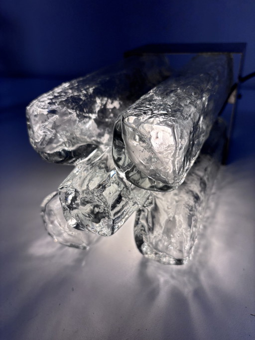 Exclusive Mid-Century Kalmar 'Granada' Ice Glass J.T. Kalmar – wandlampen, Metal (photo 2 of 15)