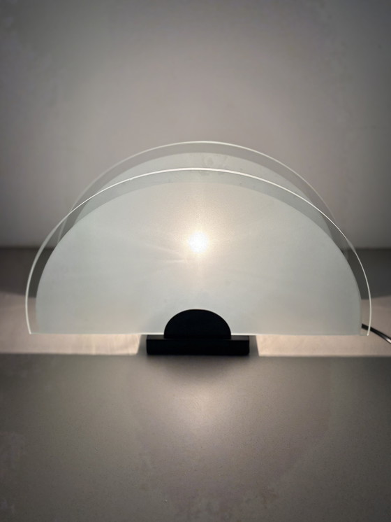 Image 1 of Tischlampe aus Glas im Stil des Art déco Revival der 1980er Jahre