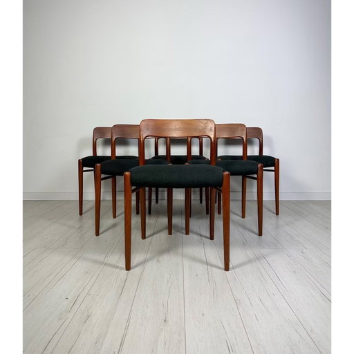 6x Vintage Danish Teak Niels O. Møller Dining Chairs No. 75 50s