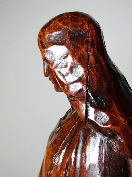 Image 1 of Antique religious sculpture of the Virgin Mary in carved wood, Immaculate Conception