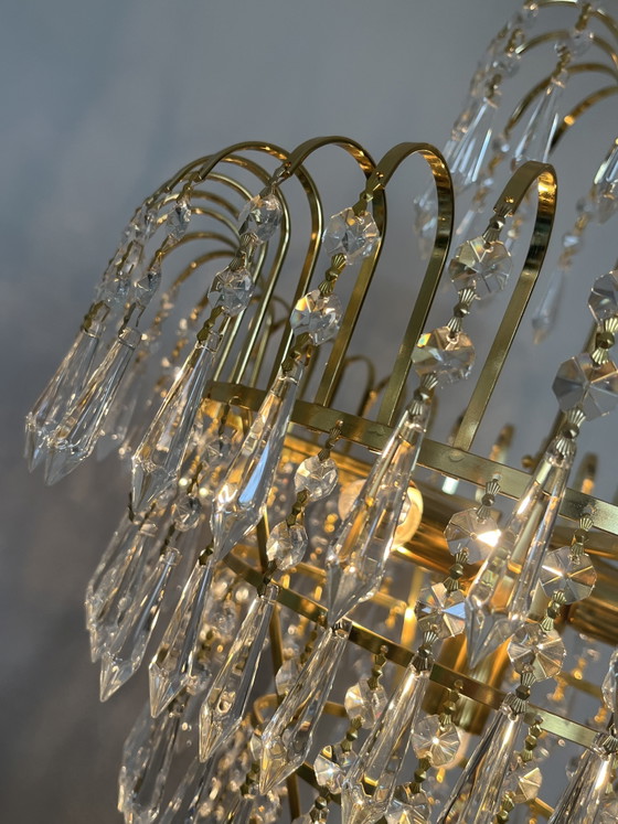 Image 1 of cut crystal point icicles chandelier