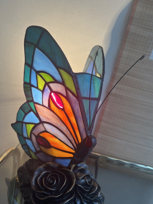 Set Of 2 Stained Glass Table Lamps Butterfly Lamps