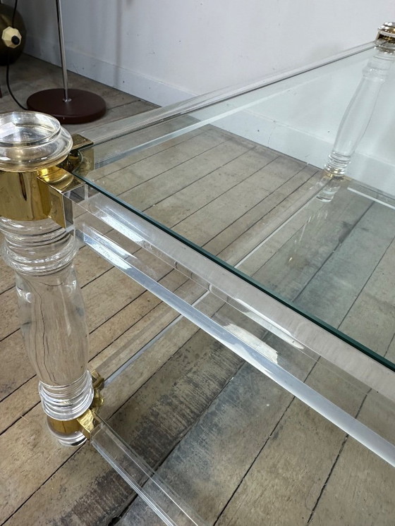 Image 1 of Tavolino da caffè Hollywood Regency in altuglass e vetro, anni '70