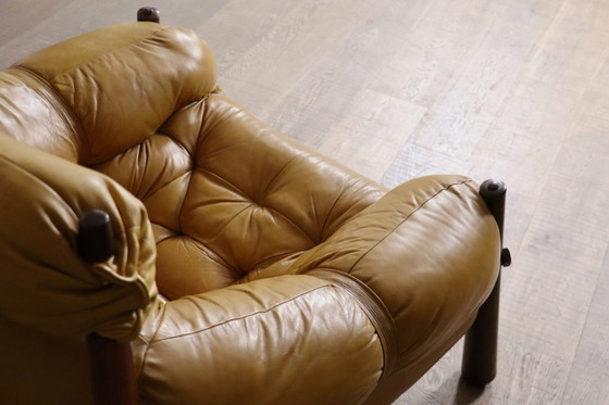 Image 1 of Percival Lafer MP-81 lounge chair in Yellow leather, Brazil 1970s
