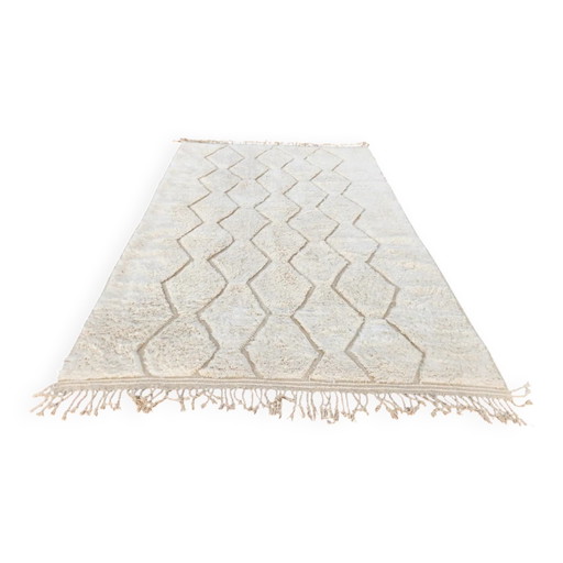 Beni Ouarain rug 300x200 cm – Natural cream wool – Diamond pattern in tone