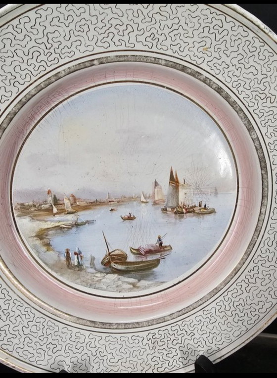 Image 1 of Handbemalte Emaille-Teller, Belgien, 1920