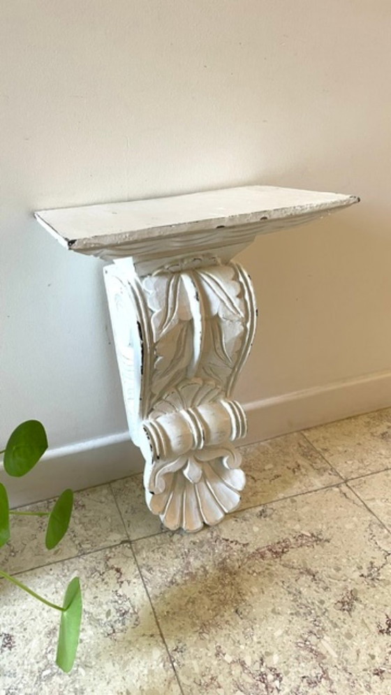 Patinated White Wall Console Shelf – Shelving unit, Wood (photo 16 of 35)